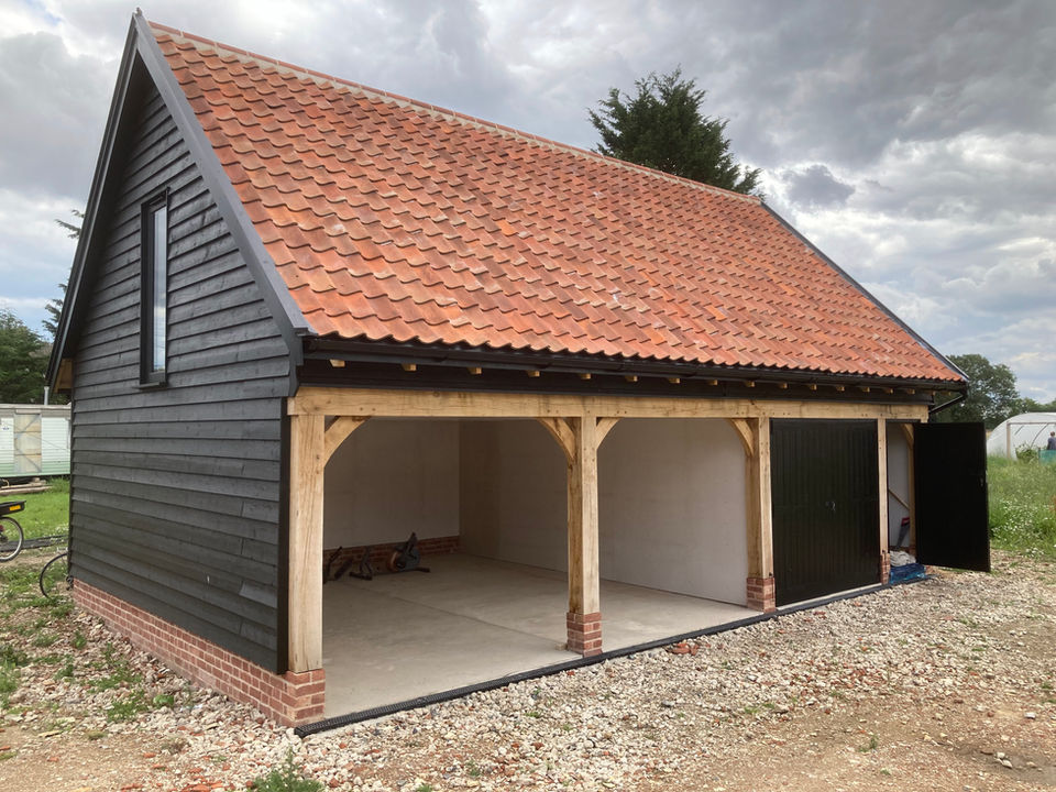Oak timber-framed cart lodge